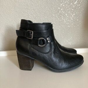 Josef Seibel Boots Womens 37 Britney Side Zip Ankle Bootie Black Leather Heels